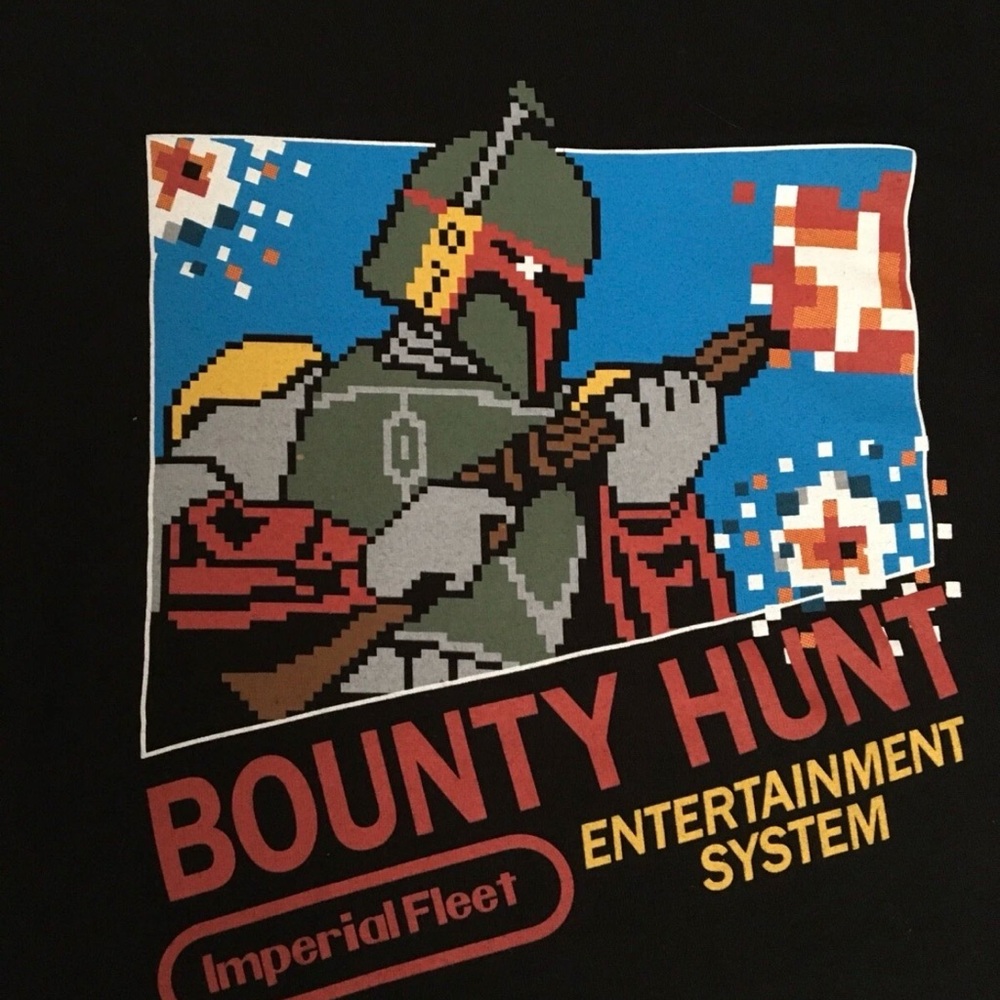 Star Wars Boba Fett Black T-Shirt Bounty Hunt Video Game Cover Tultex Size M
